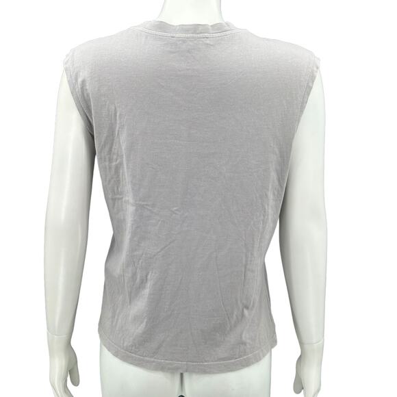 Maje Top Womens 1 Small‎ Gray Teo Sleeveless Love Graphic Tee Muscle Rainbow - Picture 5 of 12